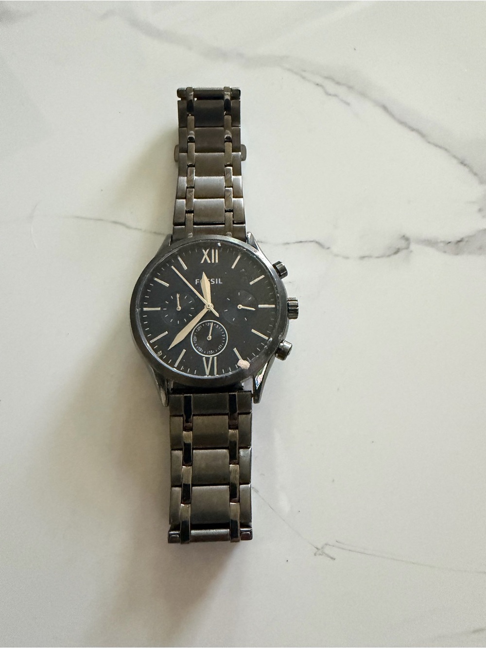 Fossil Gunmetal Black Chronograph Bracelet Watch